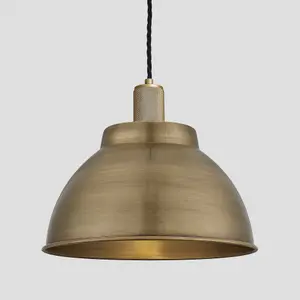 Industville Knurled Dome Pendant, 13 Inch, Brass, Brass Holder