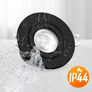 paul russells Set of 10 LED Downlight Black Dimmable Tilt Recessed Ceiling SpotLight 6W 520 Lumens, IP44, Colour Changeable CCT3