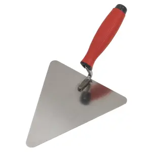 Sealey Stainless Steel Triangular Brick Trowel Rubber Handle 180mm Soft Grip