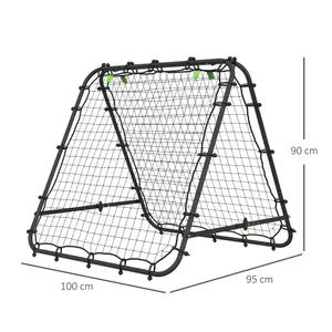 HOMCOM Rebounder Net Football Target Goal with Adjustable Angles, Black