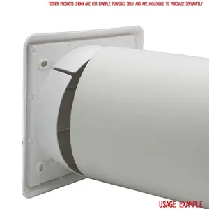 Kair White Gravity Grille 155mm External Dimension Ducting Air Vent with 125mm - 5 inch Round Rear Spigot and Not-Return Shutters