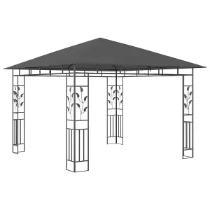 Berkfield Gazebo with Mosquito Net&LED String Lights 3x3x2.73m Anthracite