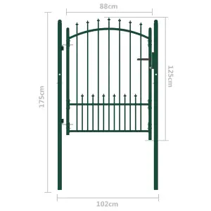 Berkfield Fence Gate with Spikes Steel 100x125 cm Green