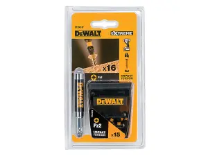 15 x Dewalt DT70618T-QZ Extreme Impact Torsion Bits PZ2 (Tic Tac Box & Holder