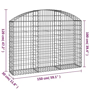 Berkfield Arched Gabion Basket 150x30x100/120 cm Galvanised Iron