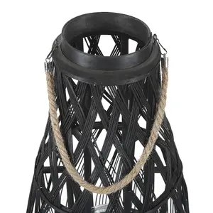 Beliani Rustic Lantern TONGA Wood Black