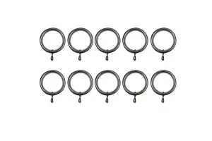 GoodHome Athens Nickel effect Grey Curtain ring (Dia)28mm, Pack of 10