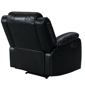 Recliner Manual Chair in Black Faux Leather