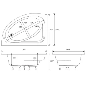 Cooke & Lewis Strand White Standard Acrylic Left-handed Corner Bath (L)1495mm (W)1060mm