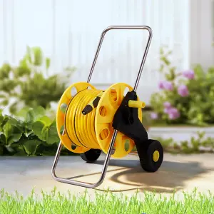 40m Wheeled Hose Reel Cart with 3 Modes in Yellow