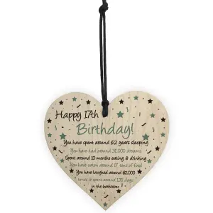 Red Ocean Funny 17th Birthday Gift For Daughter Son Wood Heart Novelty 17th Birthday Card