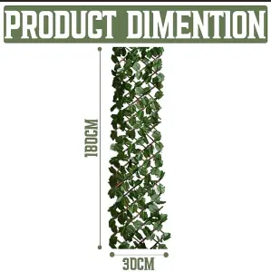Expanding Artificial Ivy Leaf Trellis, Garden Hedge Trellis Privacy Screen - L180 x H30 cm