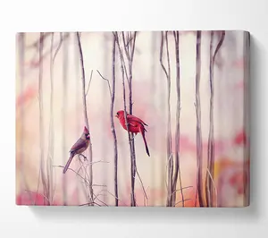 Winter Birds Canvas Print Wall Art - Medium 20 x 32 Inches