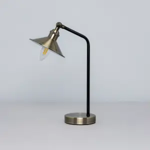 Inlight Bureau Brushed Satin Antique brass effect Table lamp