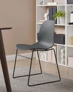 Set of 4 Dining Chairs PANORA Dark Grey