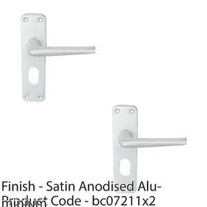 2 PACK - Rounded Contract Latch & Lock Door Handle - Satin Aluminium Lever on Backplate