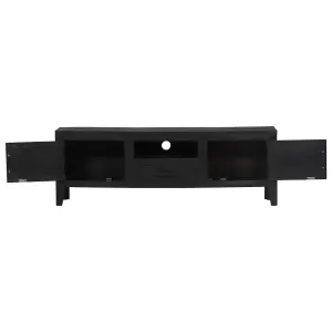 Berkfield TV Cabinet Black 118x30x40 cm Solid Mango Wood