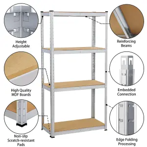 Yaheetech Silver 2Pcs 4 Tier Metal Storage Shelves for workshop Living Room