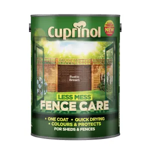 Cuprinol Less mess fence care Rustic brown Matt Exterior Wood paint, 5L