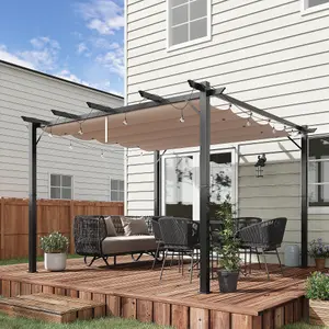 Outsunny 3M X 3M Pergola Gazebo Sun Shade Shelter Aluminium Garden Canopy