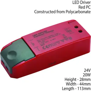 RED 24V DC 20W Constant Voltage LED Driver / Transformer Light Power Converter