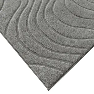 Crystal Grey Waves 3D effect Medium Rug, (L)160cm x (W)120cm