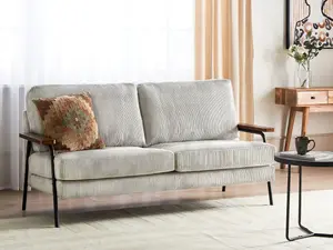 Beliani Traditional Corduroy Sofa Grey AKRANES