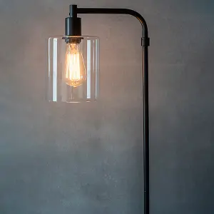 Torton Matt Black with Clear Glass Shade Modern 1 Light Floor Light