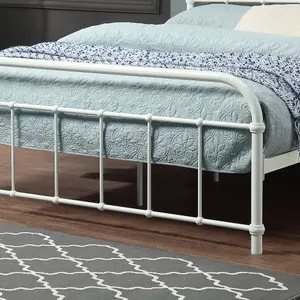 Tewin Vintage Hospital Style White Small Double Metal Bed Frame