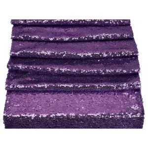 Neel Blue 11x108 Inch Shimmer Sequin Table Runner Glitter Fabric, Purple