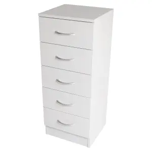 Tall chest of 5 drawers White Bedroom furniture