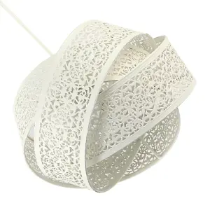 Traditional Moroccan Triple Ring Design Pendant Lighting Shade in White Gloss