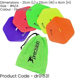 10 Pack Flat Hex Sports Pitch Markers - FLUORESCENT YELLOW Slim Pitch Training