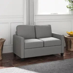 HOMCOM Modern 2 Seater Sofa with Spring Cushion, Back Pillow, Grey