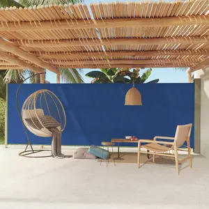 Berkfield Patio Retractable Side Awning 180x600 cm Blue