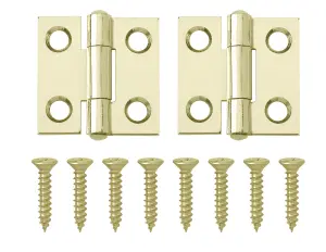 Brass-plated Metal Butt Door hinge PO72 (L)25mm (W)25mm, Pack of 2