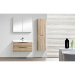 Stanhope 900mm Single Bathroom Vanity with Integrated Stone Basin Light Oak