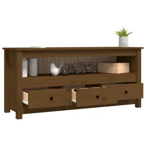 Berkfield TV Cabinet Honey Brown 114x35x52 cm Solid Wood Pine