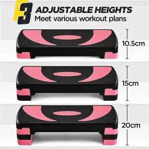 Yaheetech Adjustable Aerobic Stepper with Risers - Rose red