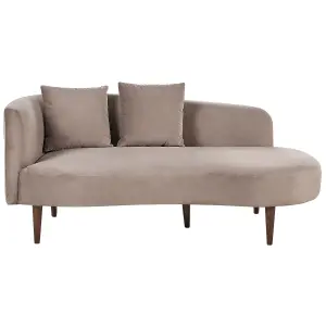 Left Hand Velvet Chaise Lounge Taupe CHAUMONT