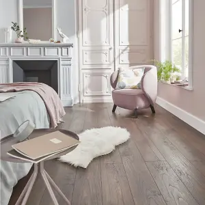 GoodHome Swanley Wood planks Dark oak effect Laminate Flooring, 1.29m²