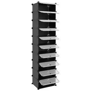 Berkfield Shoe Rack Black 44x32x174 cm PP