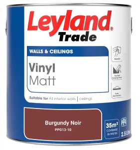 Leyland Trade Vinyl Matt Walls & Ceilings Emulsion Paint Burgundy Noir (PPG13-10) 2.5L