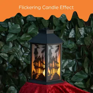 Global Gizmos LED Light Halloween Decoration / Flickering Candle Lantern Effect / 6 Hour Timer / Hanging Hook