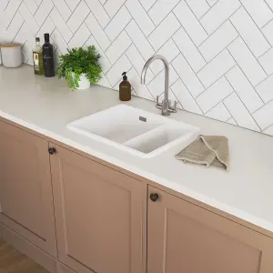 Rangemaster Rustique White Ceramic 1.5 Bowl Sink 430mm x 557mm