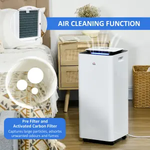 HOMCOM 16L/Day Portable Quiet Air Dehumidifier with Purifier, Timer, 5 Modes