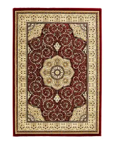 Red Traditional Easy to Clean Bordered Floral Rug For Dining Room-150cm (Circle)