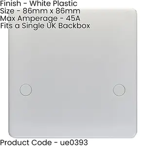 2 PACK 1 Gangle Single 45A Flex Outlet WHITE PLASTIC Cooker Appliance Wall Plate