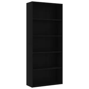 Berkfield 5-Tier Book Cabinet Black 80x30x189 cm Engineered Wood