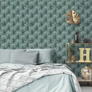 Muriva Green Tropical Distressed effect Embossed Wallpaper